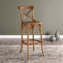 Gear Walnut Bar Stool - 19x17.5x43.5" - Ornate Home