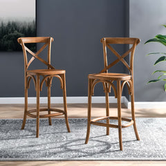 Gear Walnut Counter Stool - 19x17.5x39.5" - Ornate Home