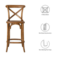 Gear Walnut Counter Stool - 19x17.5x39.5" - Ornate Home