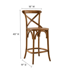 Gear Walnut Counter Stool - 19x17.5x39.5" - Ornate Home
