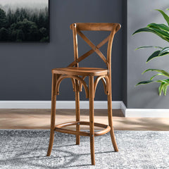 Gear Walnut Counter Stool - 19x17.5x39.5" - Ornate Home