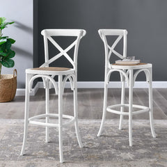 Gear White Bar Stool - 19x17.5" - Ornate Home