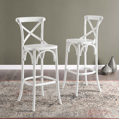 Gear White Bar Stool - 19x17.5x43.5" - Ornate Home