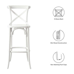 Gear White Bar Stool - 19x17.5x43.5" - Ornate Home