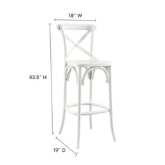 Gear White Bar Stool - 19x17.5x43.5" - Ornate Home