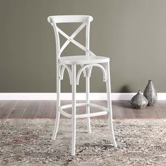Gear White Bar Stool - 19x17.5x43.5" - Ornate Home