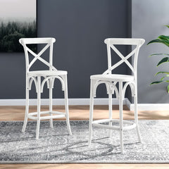 Gear White Counter Stool - 19x17.5x39.5" - Ornate Home