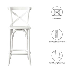 Gear White Counter Stool - 19x17.5x39.5" - Ornate Home