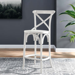 Gear White Counter Stool - 19x17.5x39.5" - Ornate Home