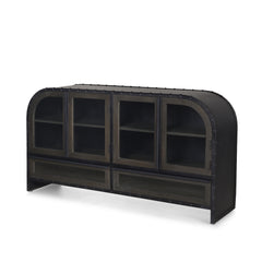 Gehry Black Metal Frame with Wood Accent 4 Cabinet Door Two Drawer Sideboard - Ornate Home