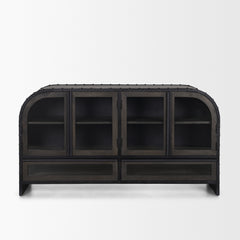 Gehry Black Metal Frame with Wood Accent 4 Cabinet Door Two Drawer Sideboard - Ornate Home