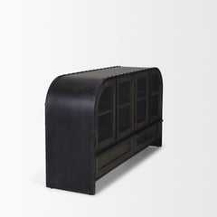 Gehry Black Metal Frame with Wood Accent 4 Cabinet Door Two Drawer Sideboard - Ornate Home
