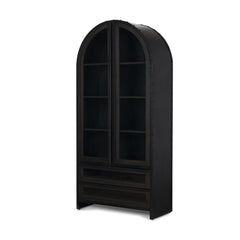 Gehry Dark Brown Metal Wood and Glass Door Display Cabinet - Ornate Home