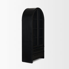 Gehry Dark Brown Metal Wood and Glass Door Display Cabinet - Ornate Home