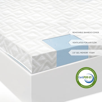 Gel Memory Foam White Queen 2.5" Mattress Topper - Ornate Home