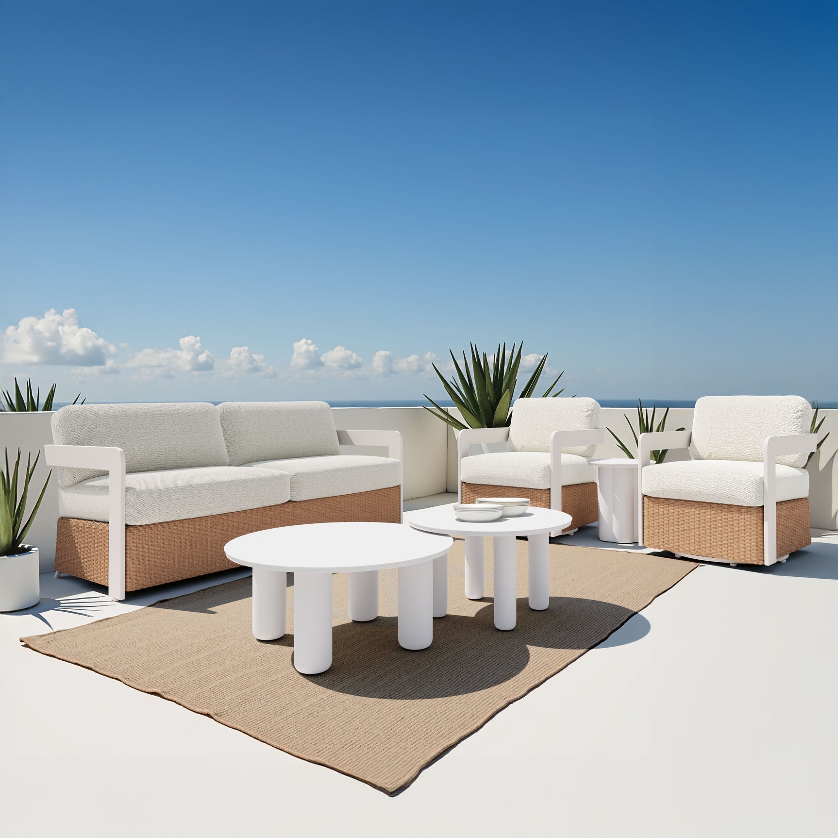 Gelo White & Brown Sofa