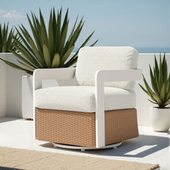 Gelo White & Brown Swivel Chair - Ornate Home