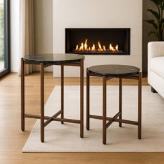 Gema Bronze Coffee Table Set (2-Piece) - Ornate Home
