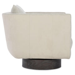 Gemma Portobello/Beige/Grey Leather-Fabric Swivel Chair - Ornate Home