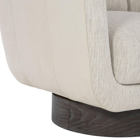 Gemma Portobello/Beige/Grey Leather-Fabric Swivel Chair - Ornate Home