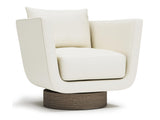 Gemma Portobello/White/Cream Leather Swivel Chair - Ornate Home