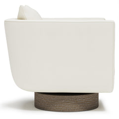 Gemma Portobello/White/Cream Leather Swivel Chair - Ornate Home