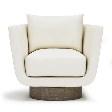 Gemma Portobello/White/Cream Leather Swivel Chair - Ornate Home