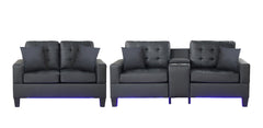 Genesis Black PU Leather Sofa & Loveseat Set - Ornate Home