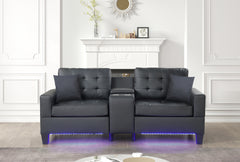 Genesis Black PU Leather Sofa & Loveseat Set - Ornate Home