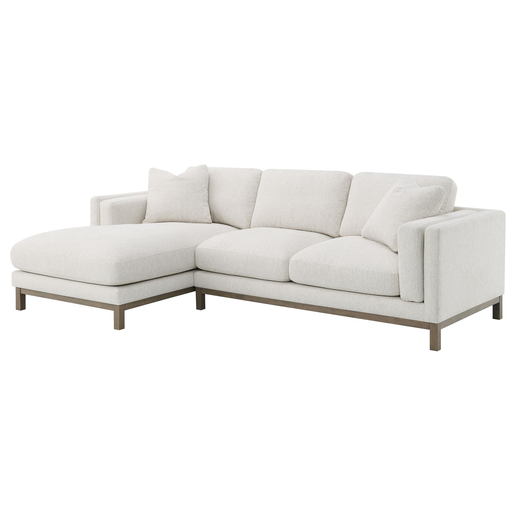 Geneva Sand Boucle Upholstered Sectional Chaise Sofa - Ornate Home