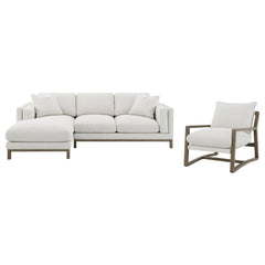 Geneva Sand Boucle Upholstered Sectional Chaise Sofa - Ornate Home