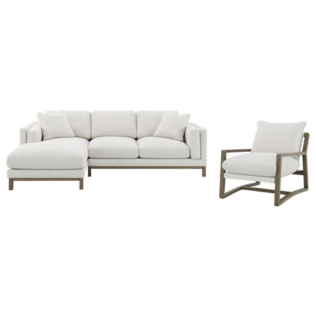 Geneva Sand Boucle Upholstered Sectional Chaise Sofa - Ornate Home