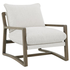 Geneva Sand Boucle Upholstered Wood Arm Accent Chair - Ornate Home