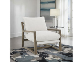 Geneva Sand Boucle Upholstered Wood Arm Accent Chair - Ornate Home