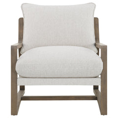Geneva Sand Boucle Upholstered Wood Arm Accent Chair - Ornate Home