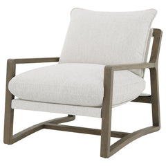 Geneva Sand Boucle Upholstered Wood Arm Accent Chair - Ornate Home