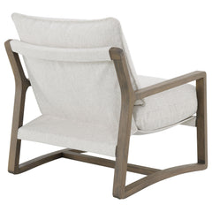 Geneva Sand Boucle Upholstered Wood Arm Accent Chair - Ornate Home