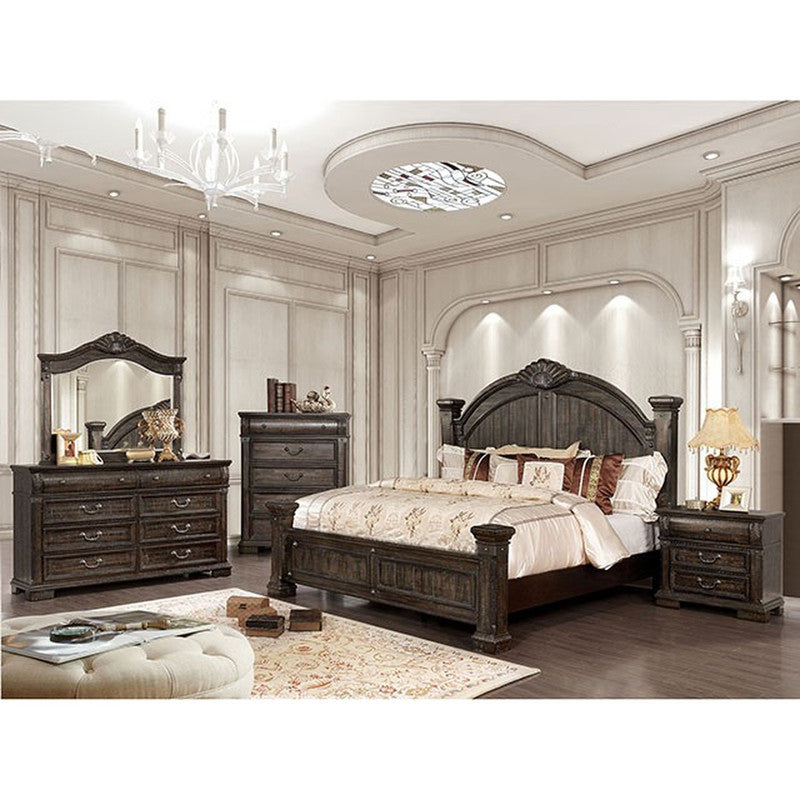 Genevieve Distressed Walnut Queen Bed - Ornate Home