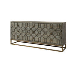 Genevieve Gray/Gold Fir Veneer Base 9 Drawer Sideboard - Ornate Home