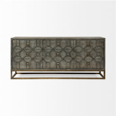 Genevieve Gray/Gold Fir Veneer Base 9 Drawer Sideboard - Ornate Home