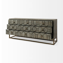 Genevieve Gray/Gold Fir Veneer Base 9 Drawer Sideboard - Ornate Home