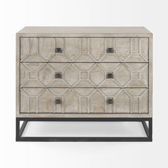 Genevieve Light Brown Fir Veneer 3 Drawer Accent Cabinet - Ornate Home