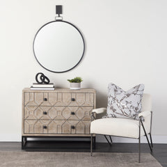 Genevieve Light Brown Fir Veneer 3 Drawer Accent Cabinet - Ornate Home