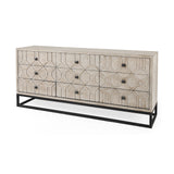 Genevieve Light Brown Fir Veneer 9 Drawer Sideboard - Ornate Home