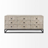 Genevieve Light Brown Fir Veneer 9 Drawer Sideboard - Ornate Home