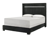 Gennro Black Queen Upholstered Panel Bed - Ornate Home