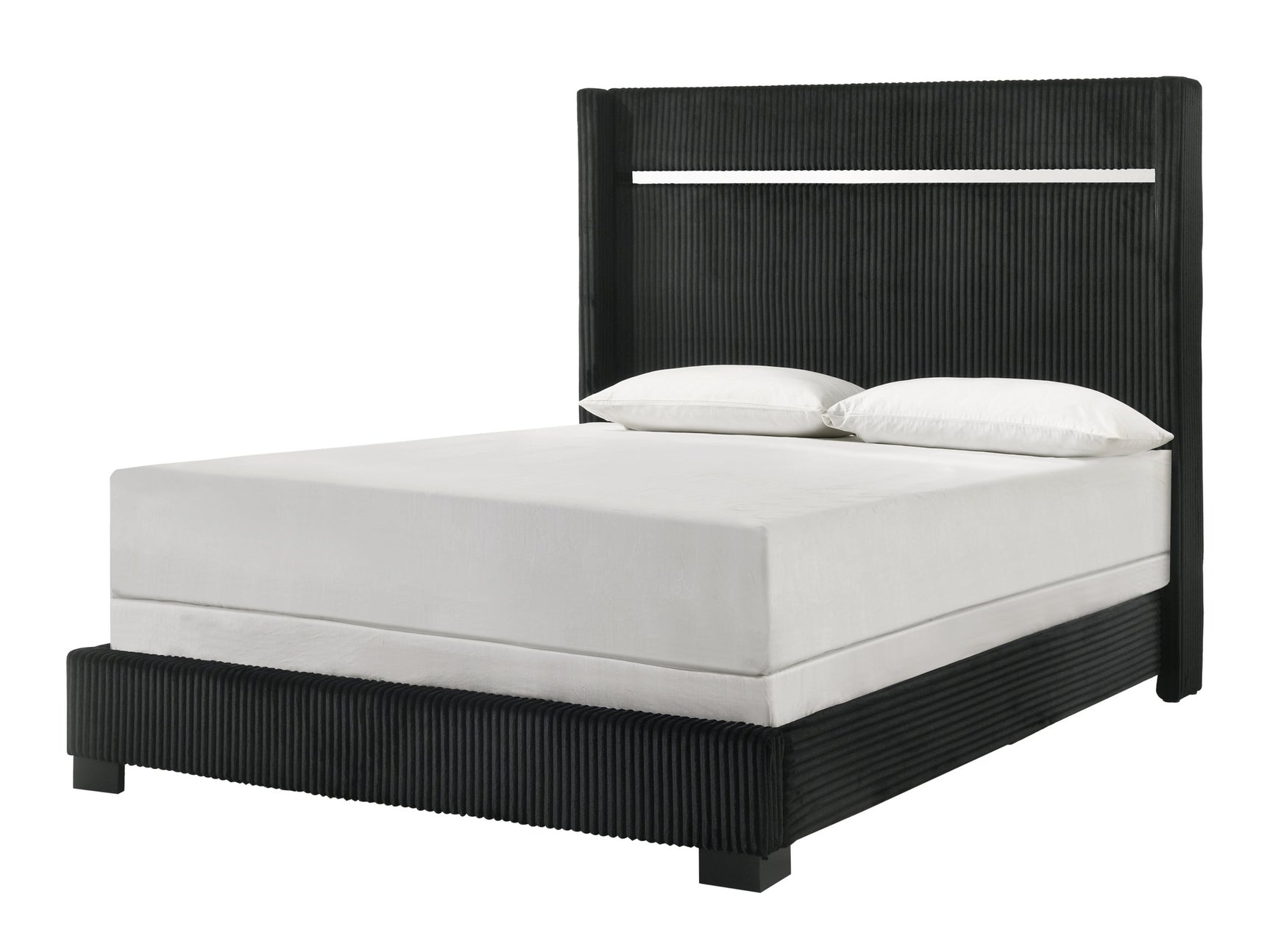 Gennro Black Queen Upholstered Panel Bed - Ornate Home