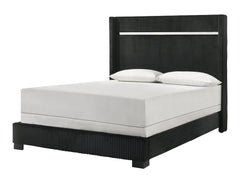 Gennro Black Queen Upholstered Panel Bed - Ornate Home