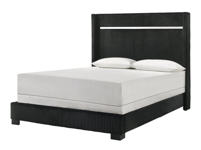 Gennro Black Queen Upholstered Panel Bed - Ornate Home