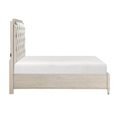 Genoa Beige Queen Platform Bed With Footboard Storage - Ornate Home